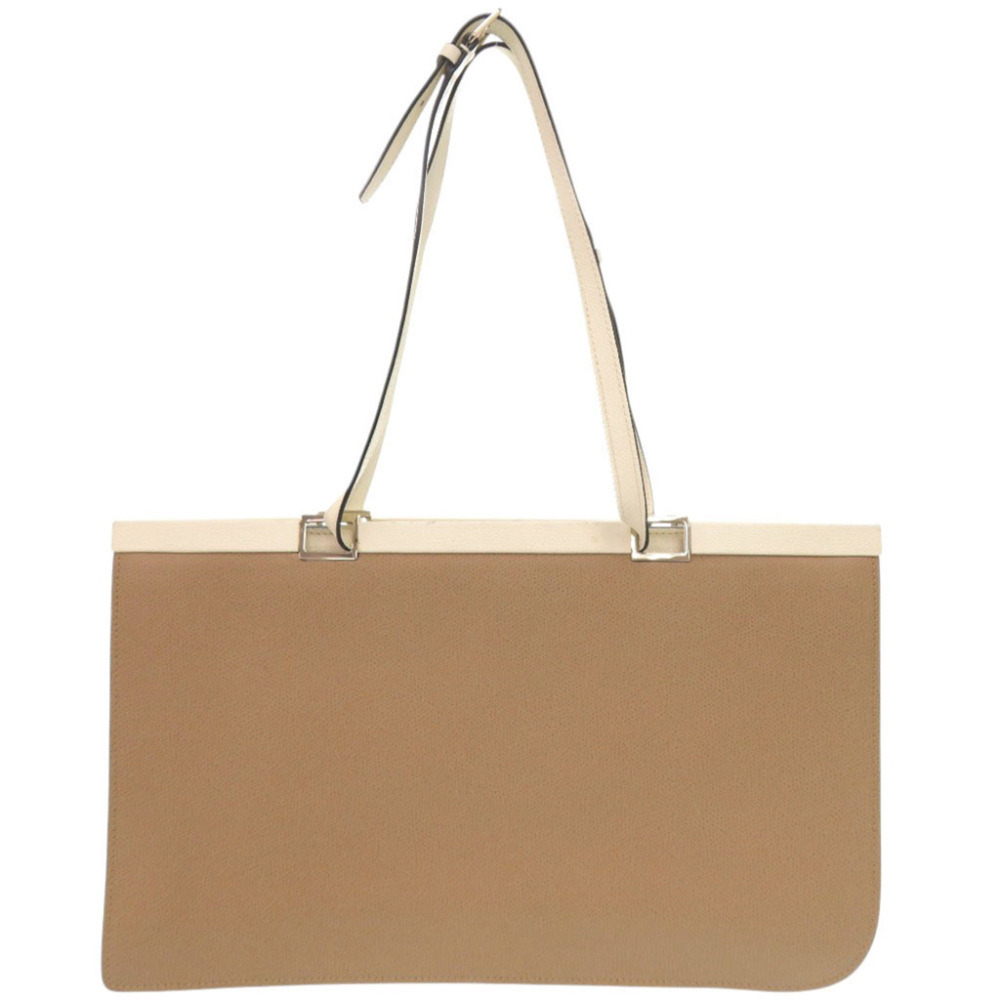 Valextra Bicolor Leather Beige Ivory Tote Bag Handbag 1689Valextr